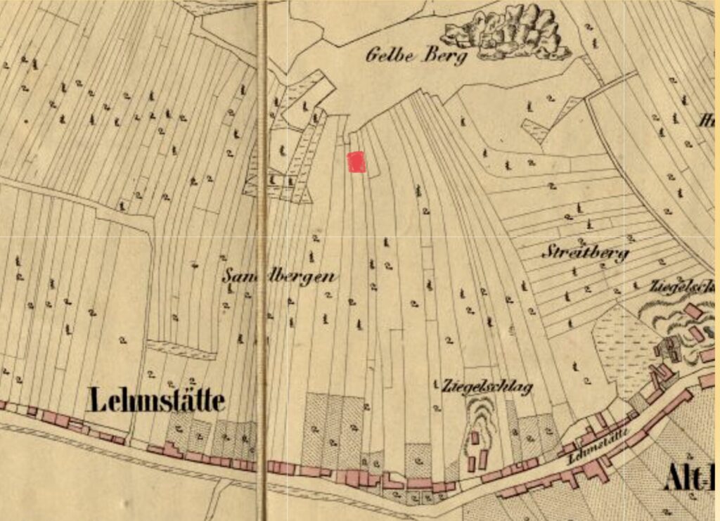 Sandberg na mapě Brna z roku 1856