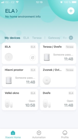 ovládání bezpečnostního systému